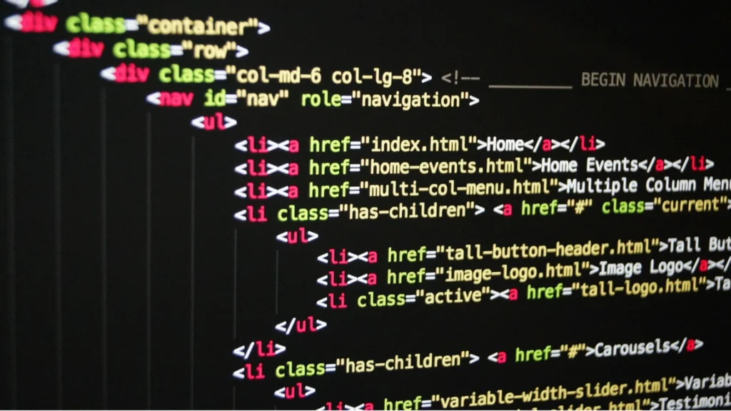 Bild eines HTML-Quelltextes auf einem Bildschirm.